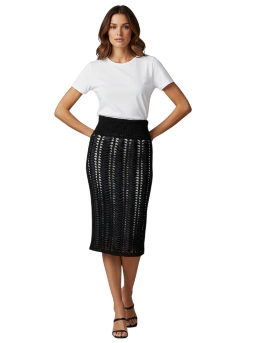 Chanel 2009 Black Ribbon Crochet High Waisted Skirt - Picture 5 of 5